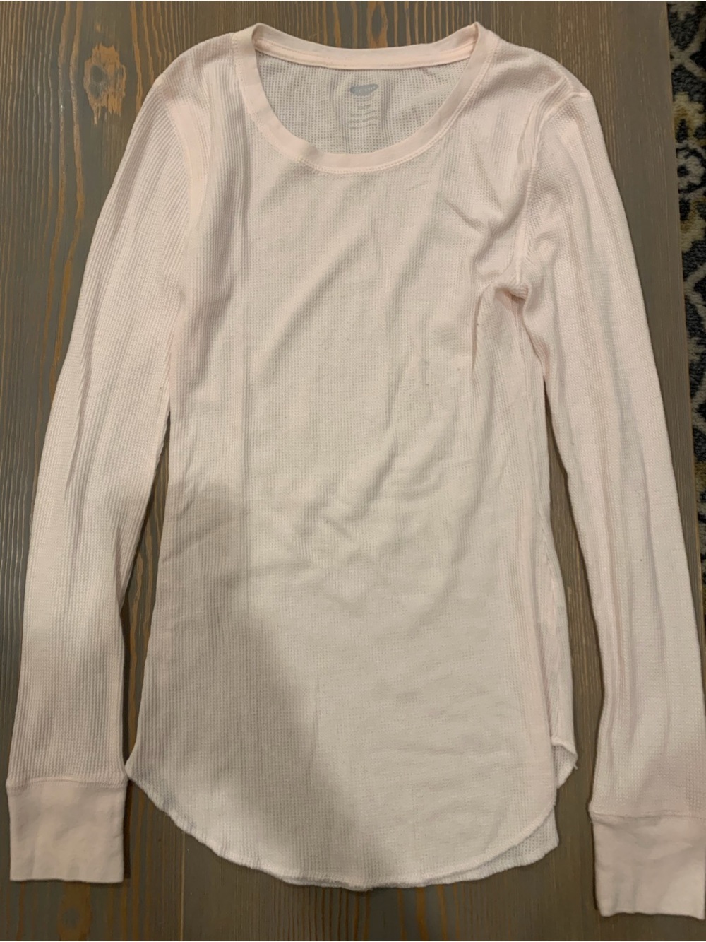 Women’s Old Navy Light Pink Waffle Thermal Long-Sleeve Top